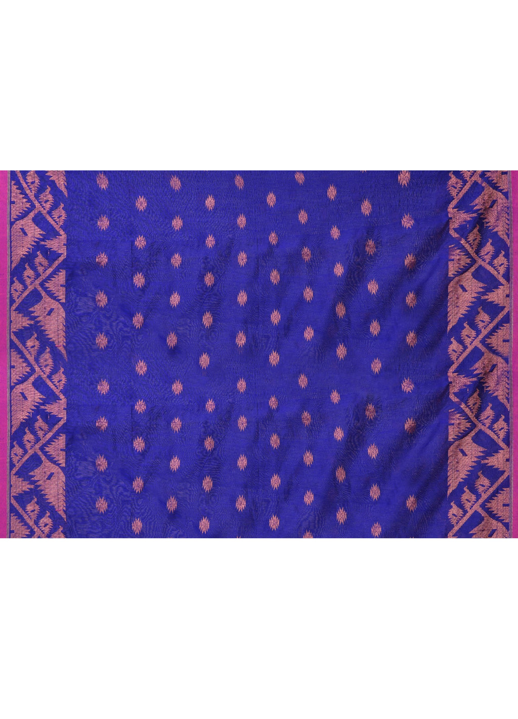 Piyari Fashion Women`s Cotton Blend Royel Blue Handloom Saree With Blouse