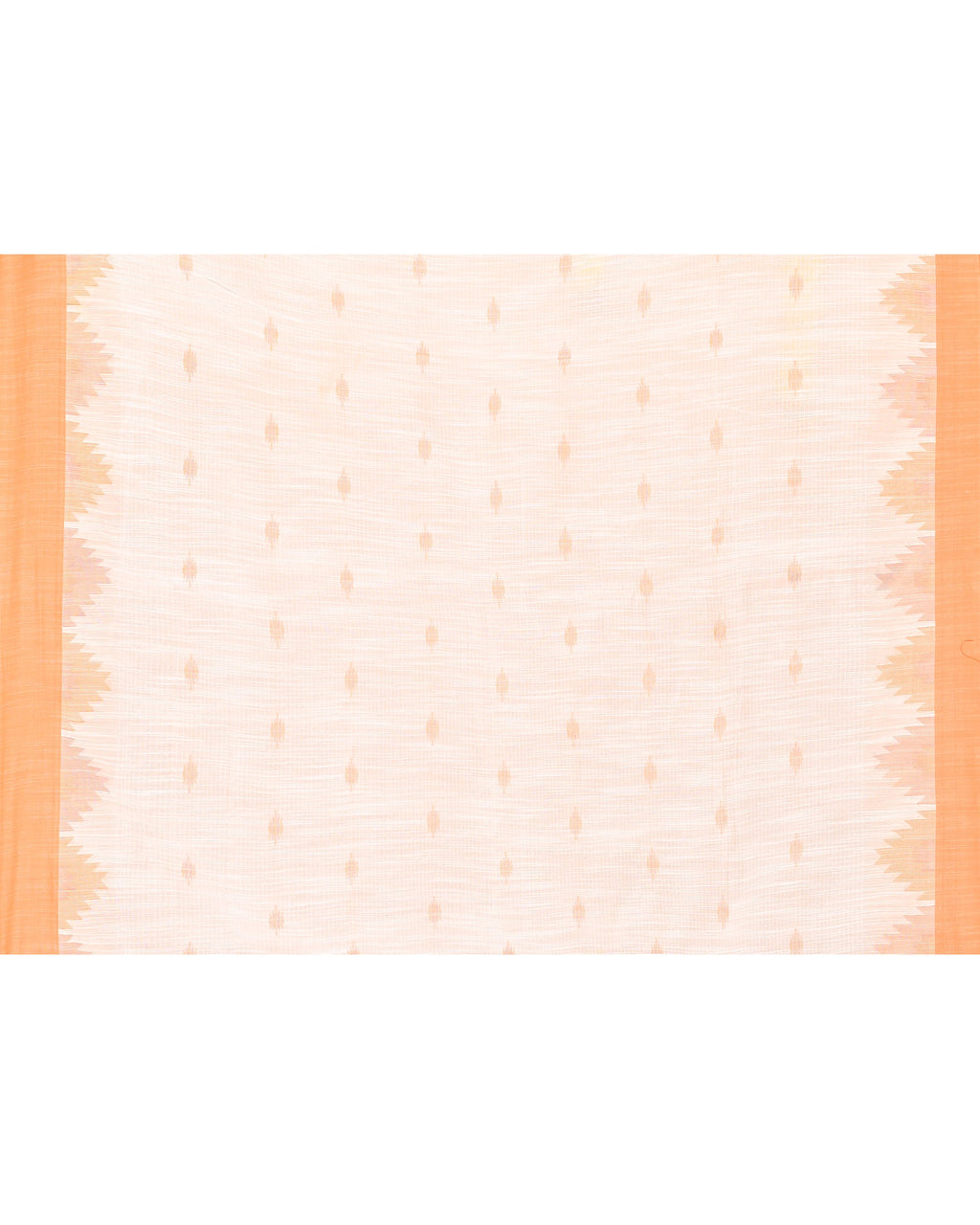 Piyari Fashion Women's White Cotton Blend Handloom Saree With Brown Temple Border