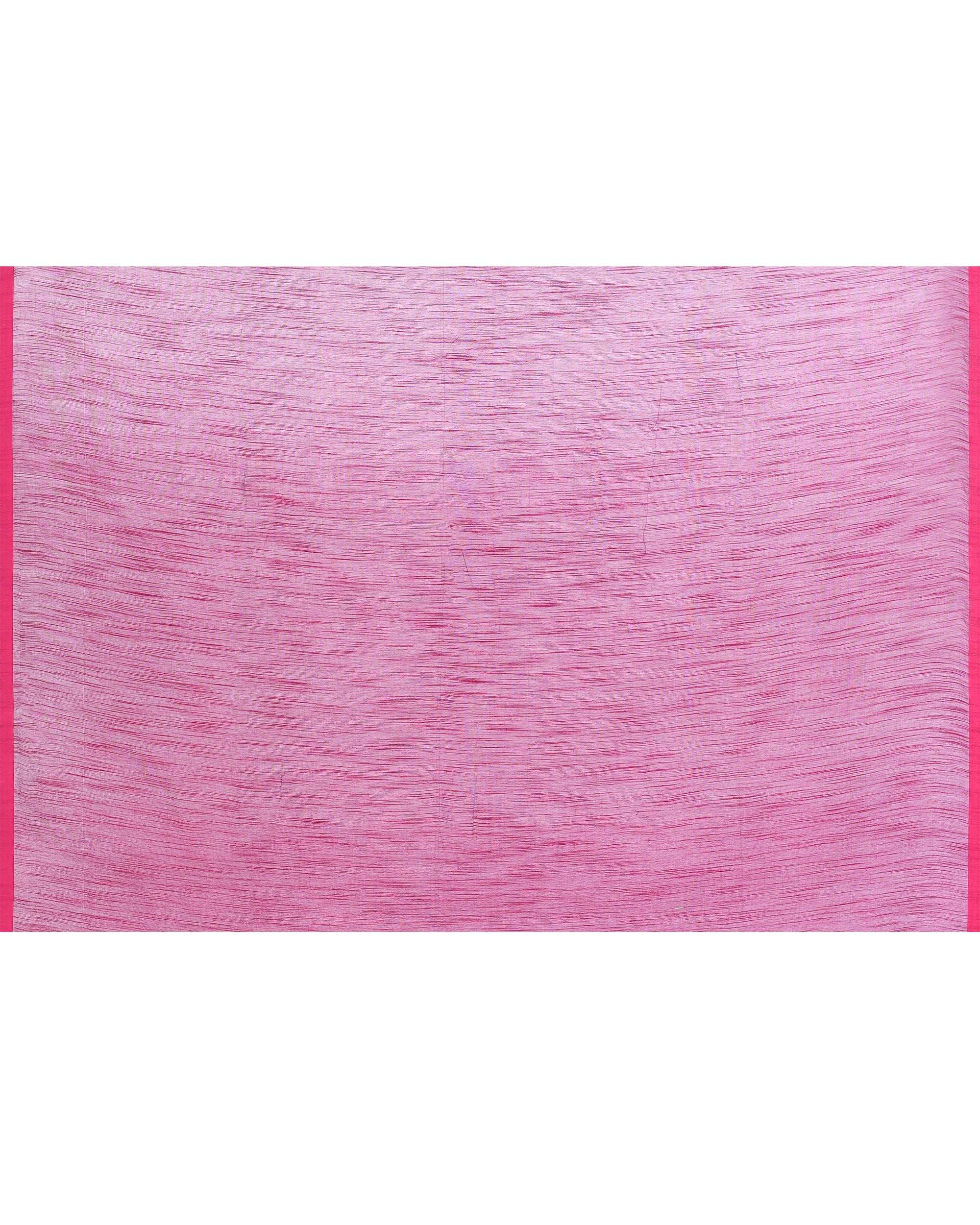 Piyari Fashion Women's Pink Embellished Cotton Blend Jamdani Saree