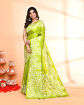 Piyari Fashion PIyari Fashion Olive Printed Saree With Blouse