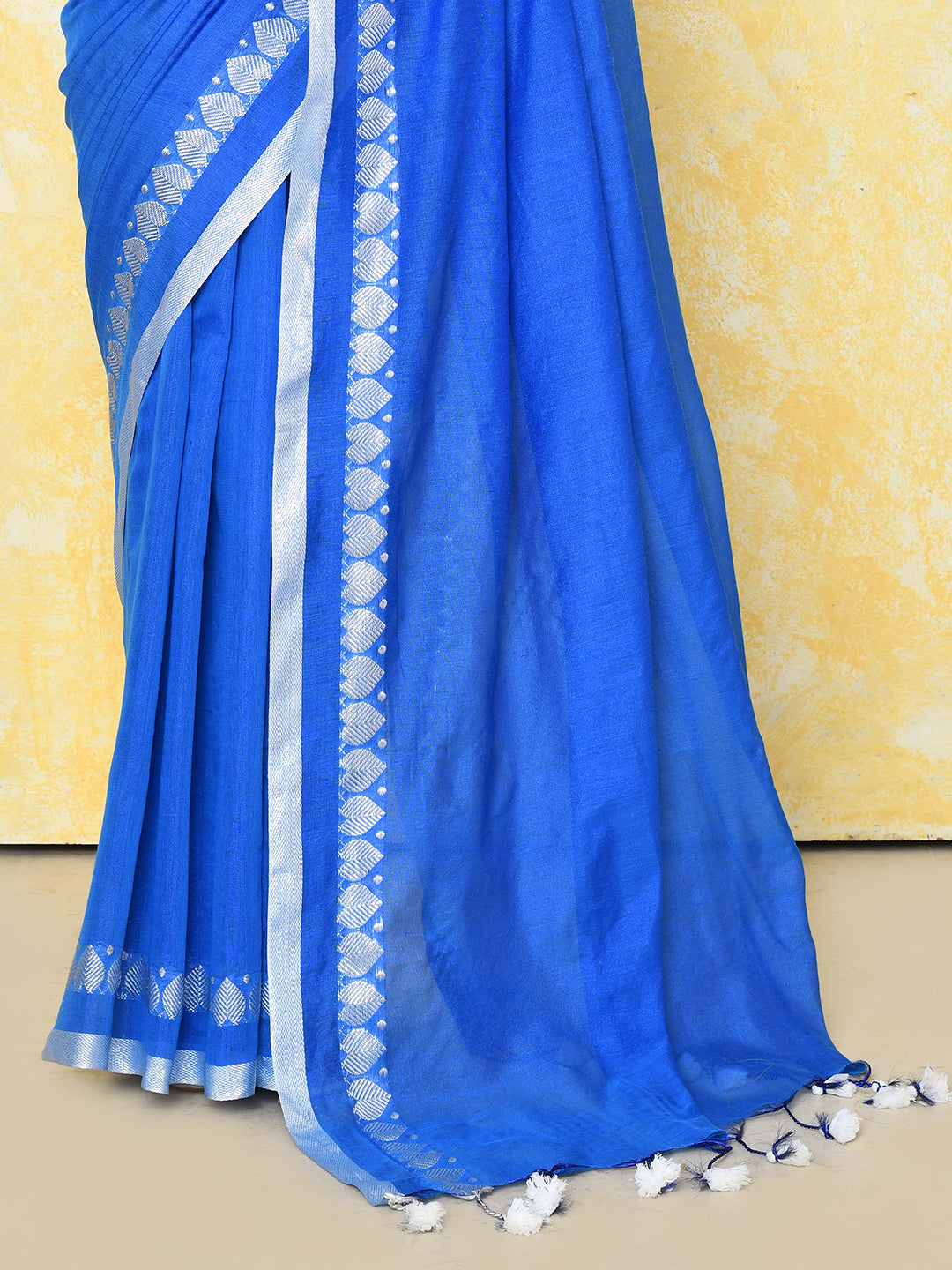 Piyari Fashion Women's Love Border Turquoise Blue Tissue Saree With Blouse Piece