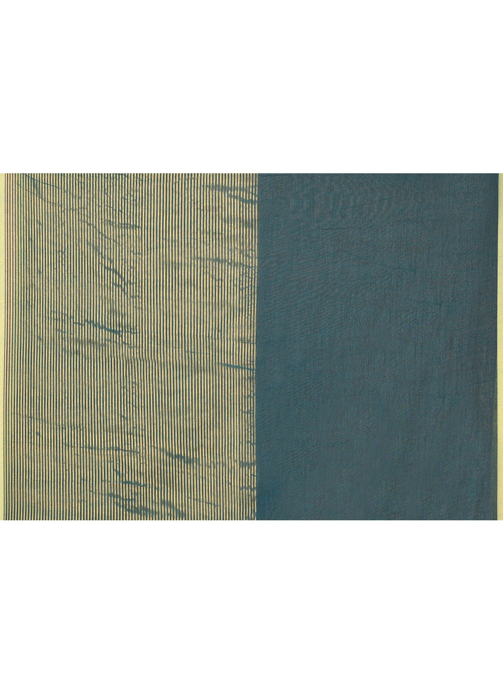 Piyari Fashion Women`s Teal Cotton Handloom Saree With Gold Zari Stripes