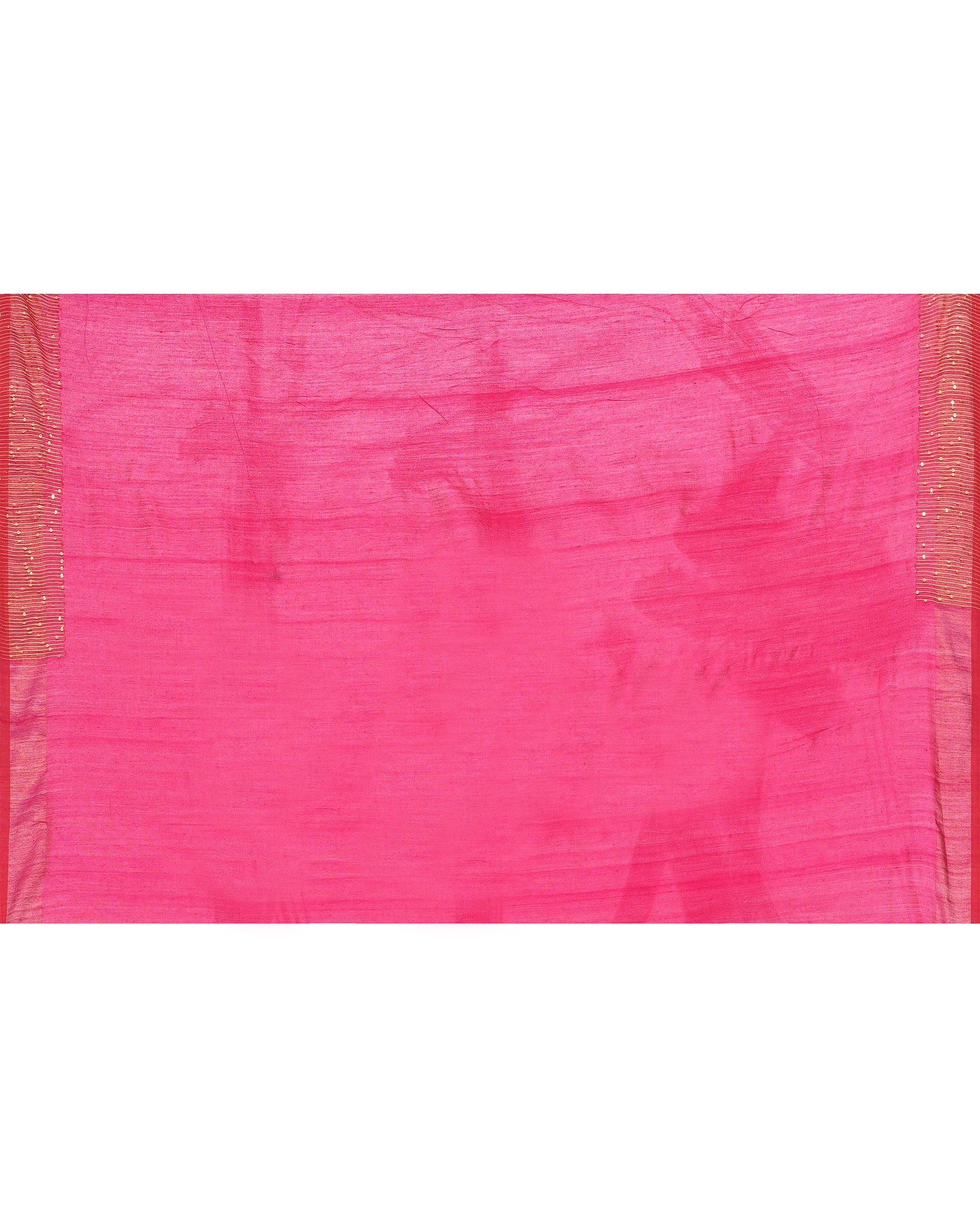 Piyari Fashion Women's Rani Pink Embellished Sequined Cotton Saree