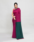 Piyari Fashion Handspun Cotton Rani Pink Handloom Saree With Blouse