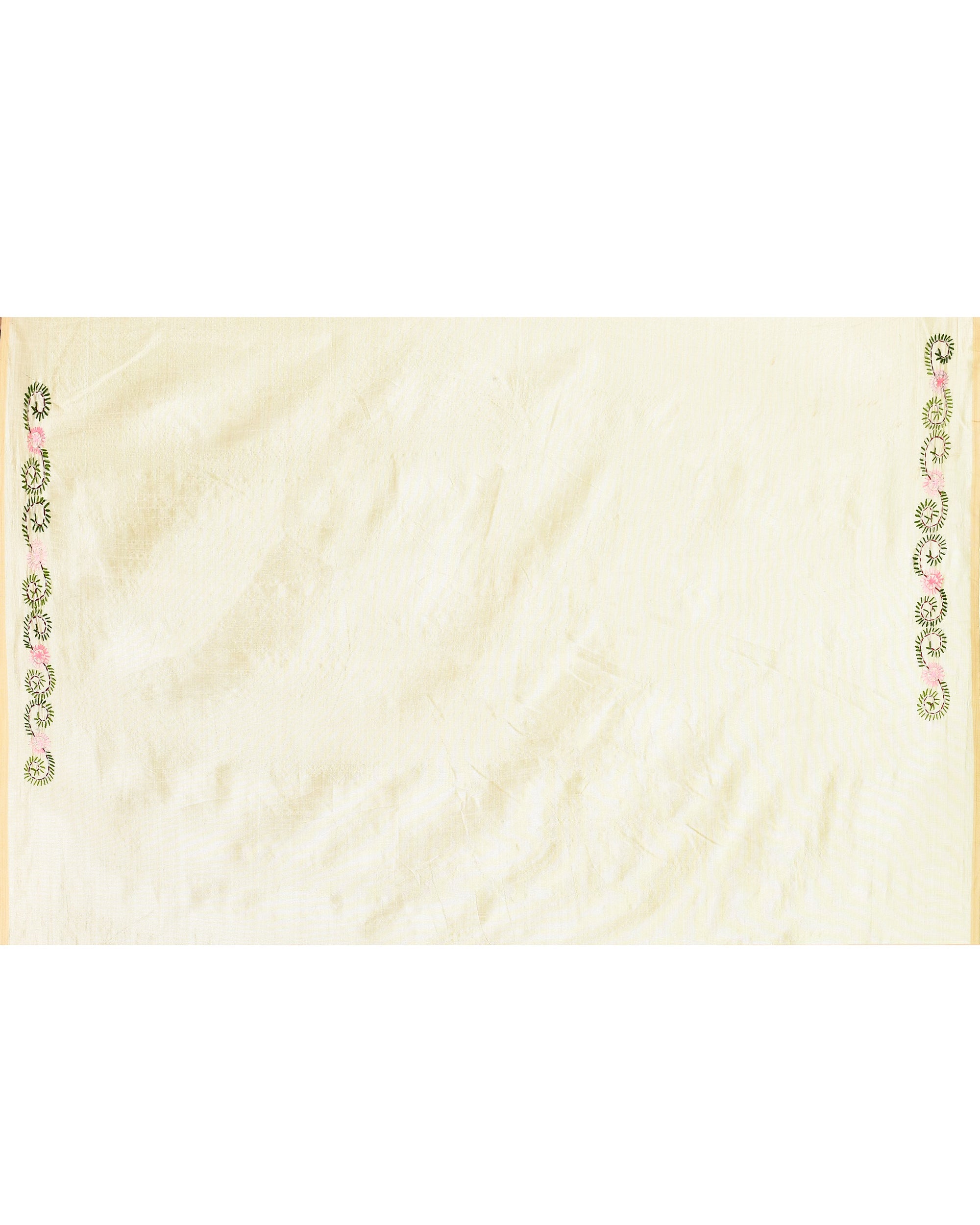 Piyari Fashion Women's Beige Embellished Embroidery Silk Saree