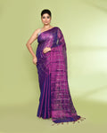 Piyari Fashion Women's Violet Zari Cotton Tissue Sequin Saree