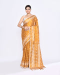 Piyari Fashion Women's Gold Zari Cotton Tissue Jamdani Saree