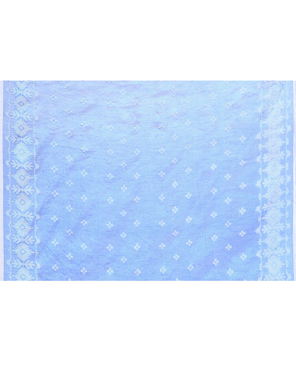Piyari Fashion Women's Blue Zari Cotton Tissue Jamdani Saree