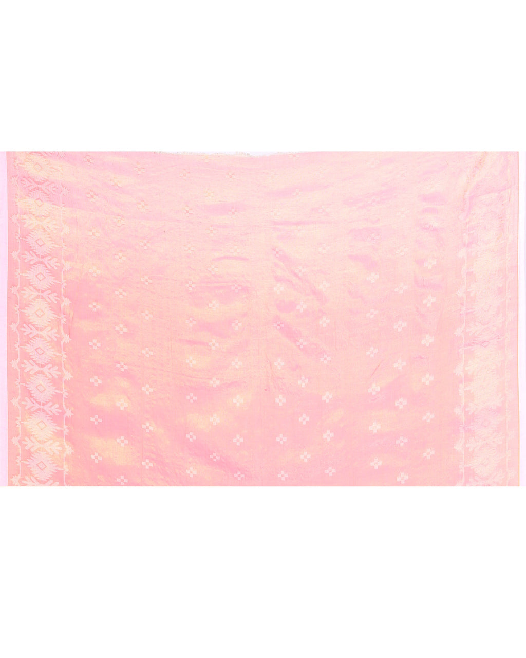 Piyari Fashion Women's Deep Peach Zari Cotton Tissue Jamdani Saree