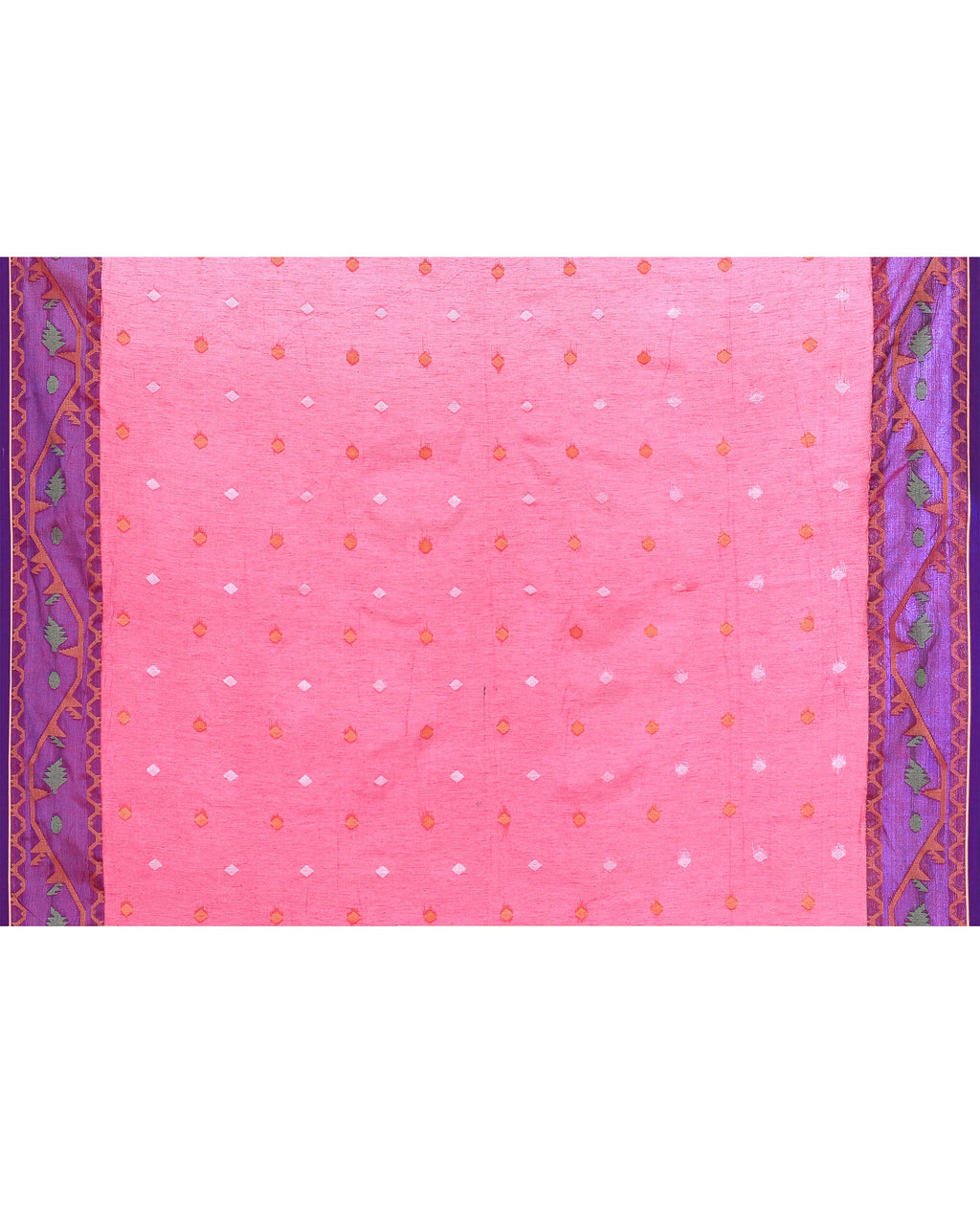 Piyari Fashion Women's Pink Zari Cotton Tissue Jamdani Saree