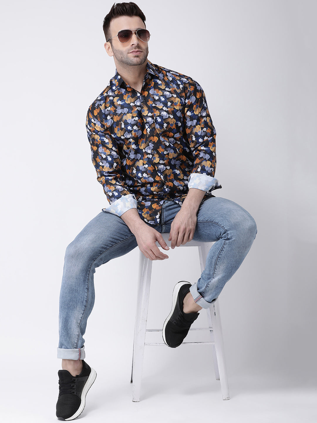 RIAG Multi color Men's Full Sleeves Printed Shirt