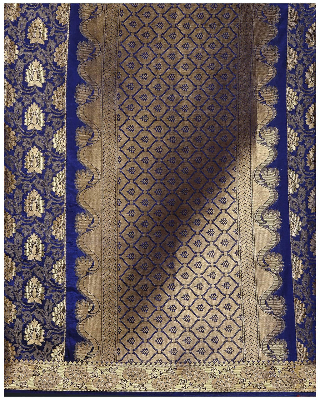 Mimosa Women's Kanchipuram Silk Navy Blue Saree