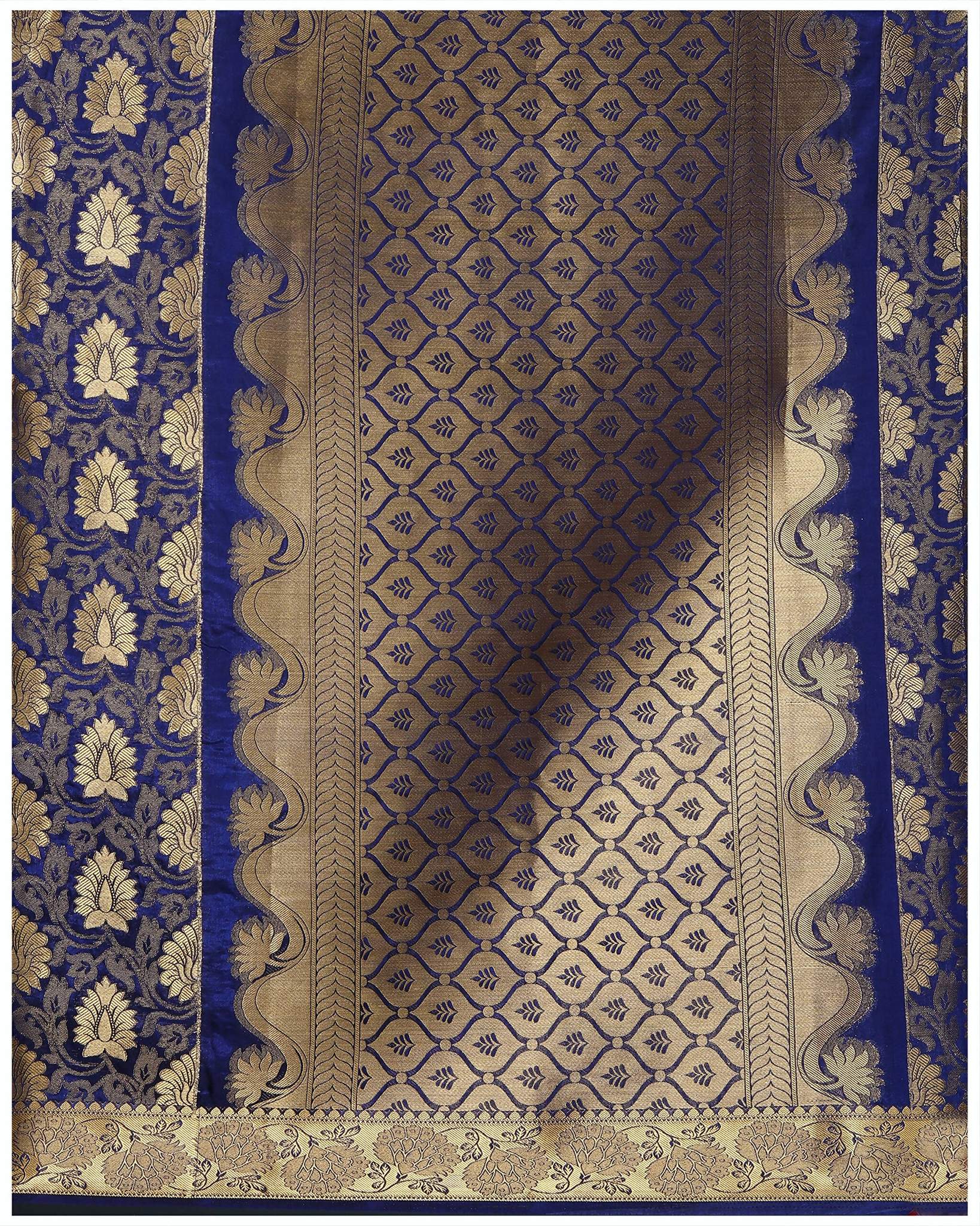 Mimosa Women's Kanchipuram Silk Navy Blue Saree