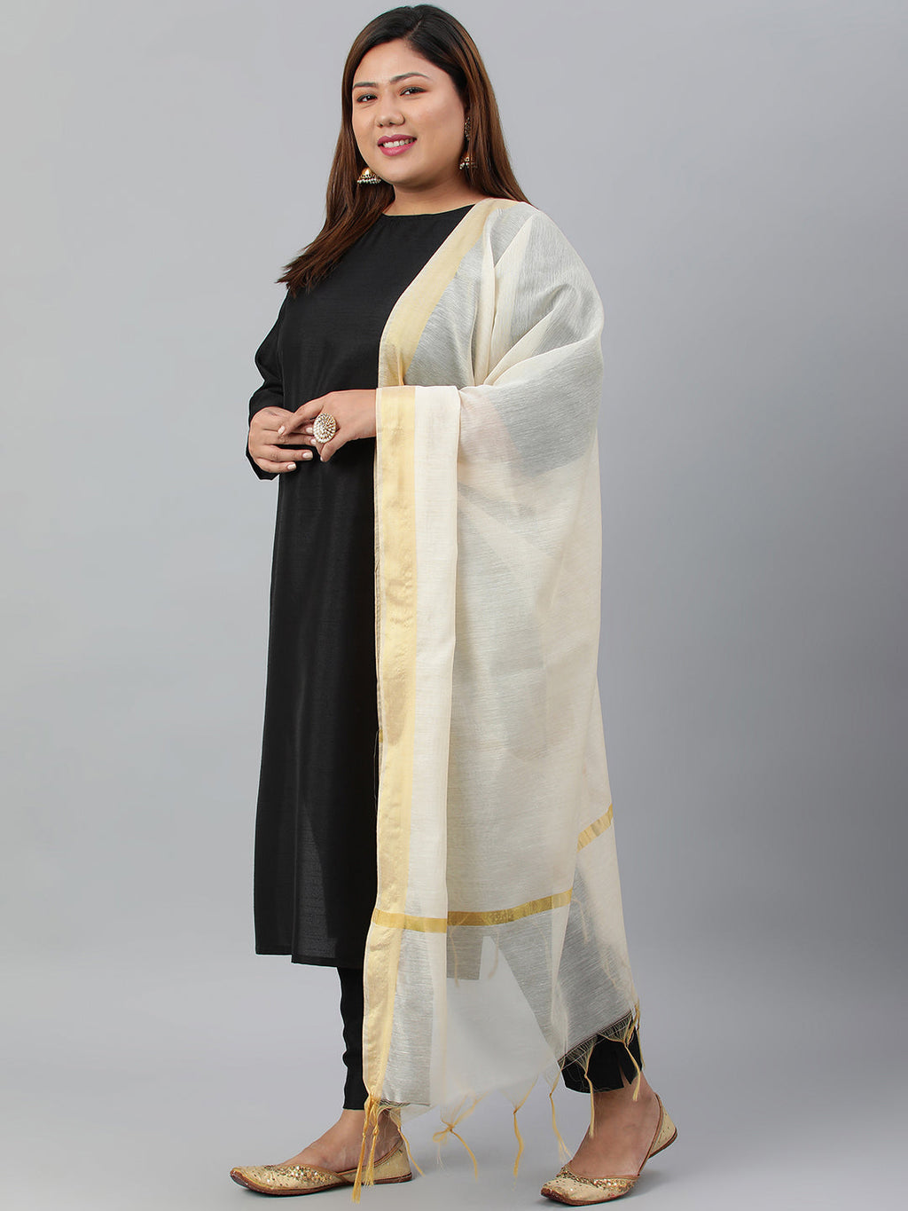 Janasya Women's Black Poly Silk Straight Casual Kurta Set