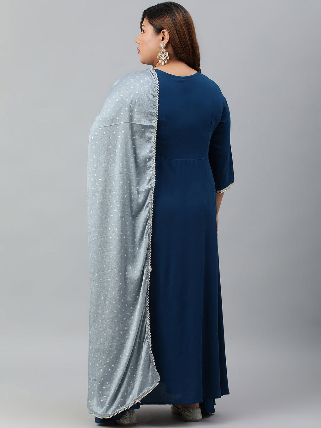 Janasya XL LOVE by Janasya Women's Plus Size Teal Rayon Kurta and Dupatta