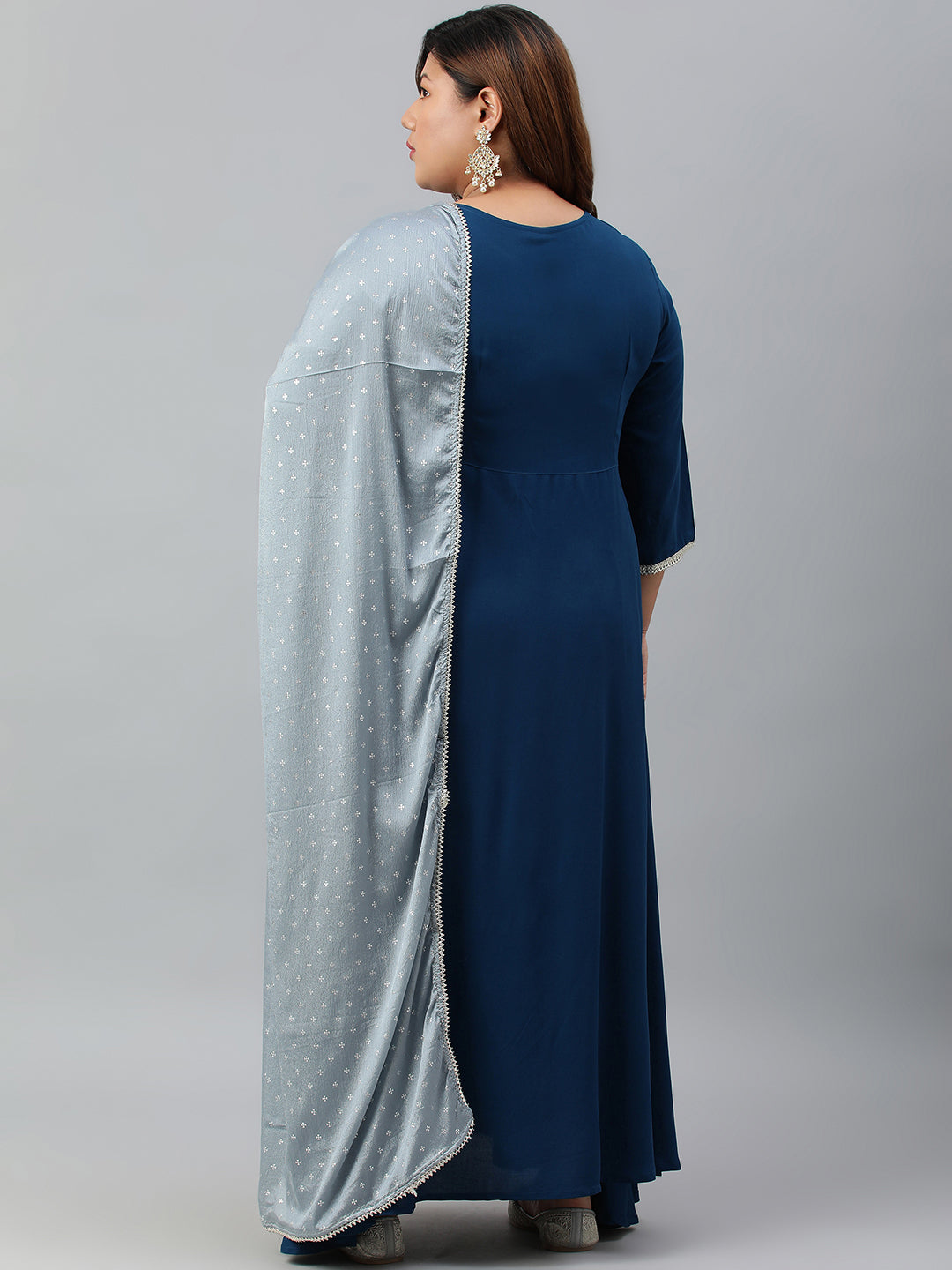 Janasya XL LOVE by Janasya Women's Plus Size Teal Rayon Kurta and Dupatta