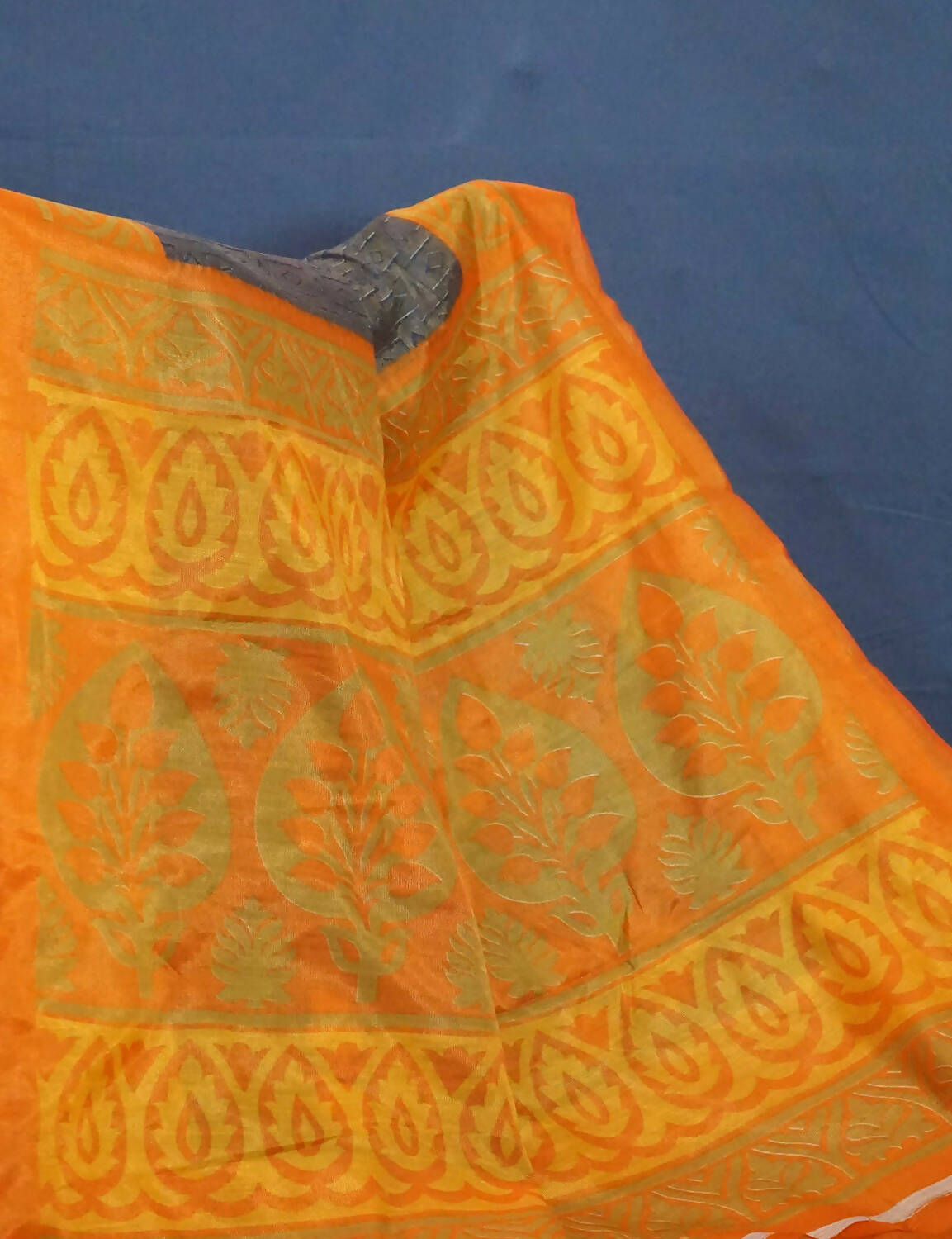 Olive Grey And Orange Cotton Brasson Saree For Office/Regular Wear By Gayathri Reddy Designer Studio