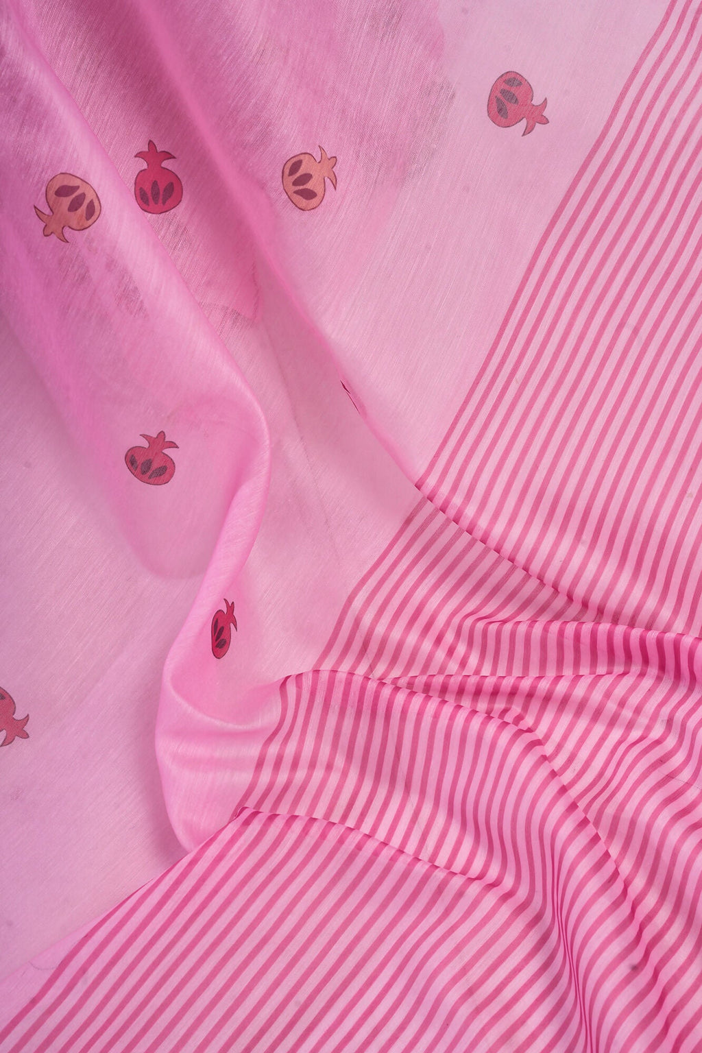 Vastranavya Baby Pink Digital Printed Linen Ready To Wear Designer Saree with Unstitched Blouse