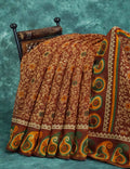 Maroon Brown Mix Floral PrintSemi Chanderi Saree By Gayathri Reddy Designer Studio