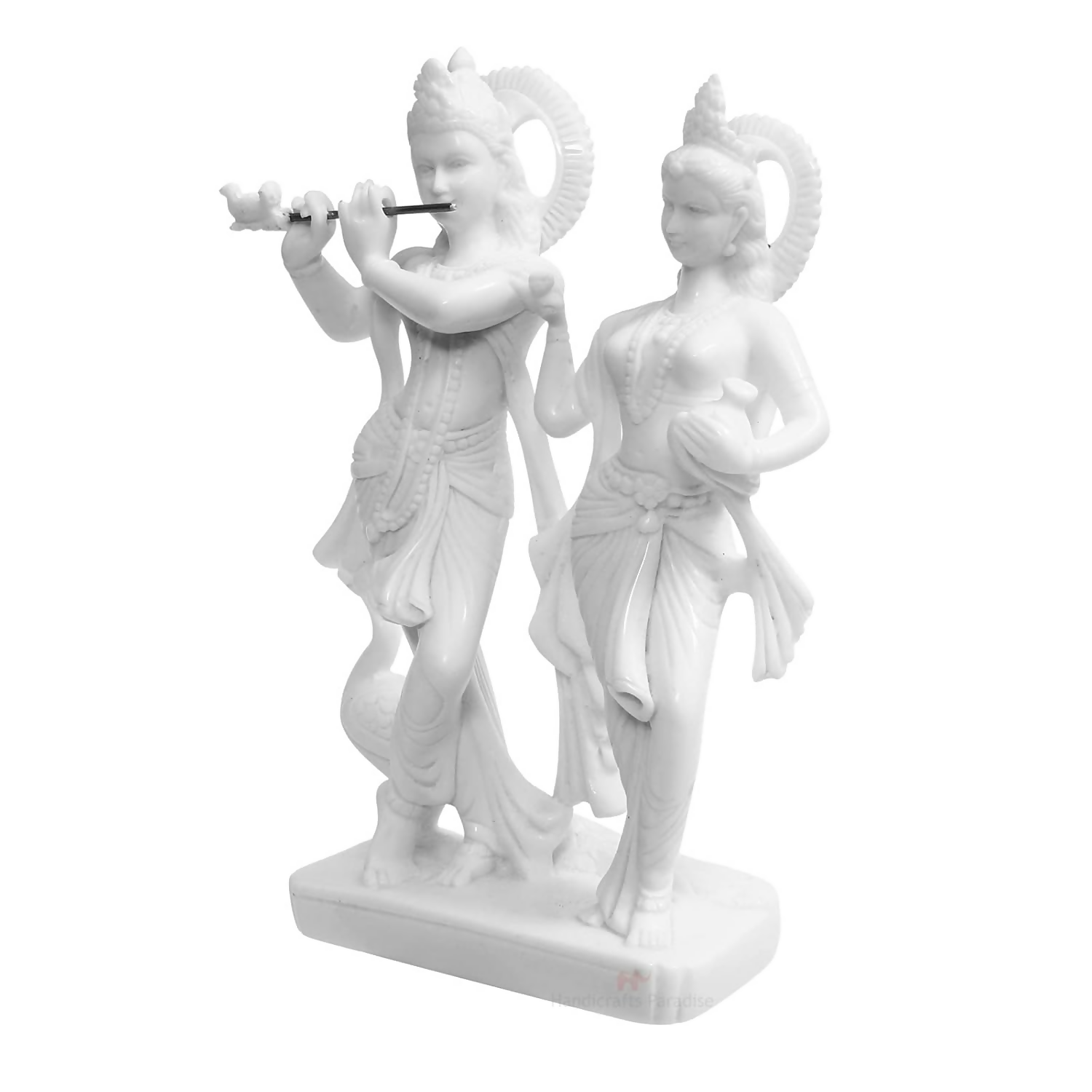 Handicrafts Paradise Marble Carved in Radha Krishan Figurine