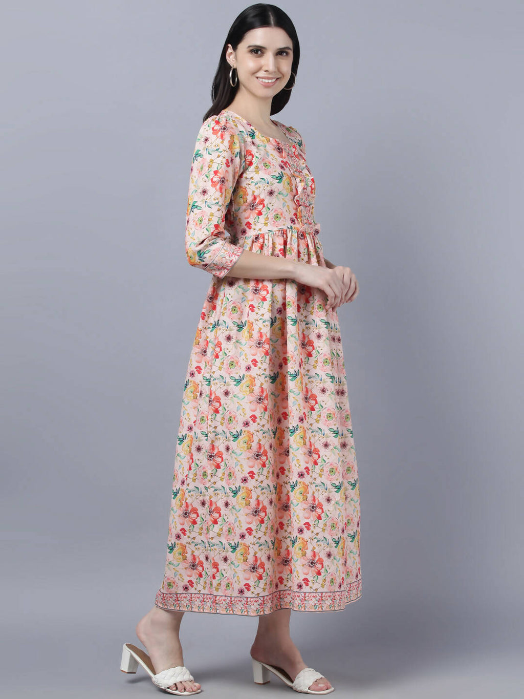 Myshka Women Multicoloured Printed Fit and Flare Ethnic Dress