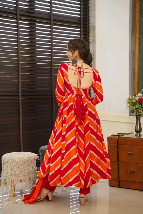 Aayaa Designer Printed Tebby Silk Suit - Multi Color