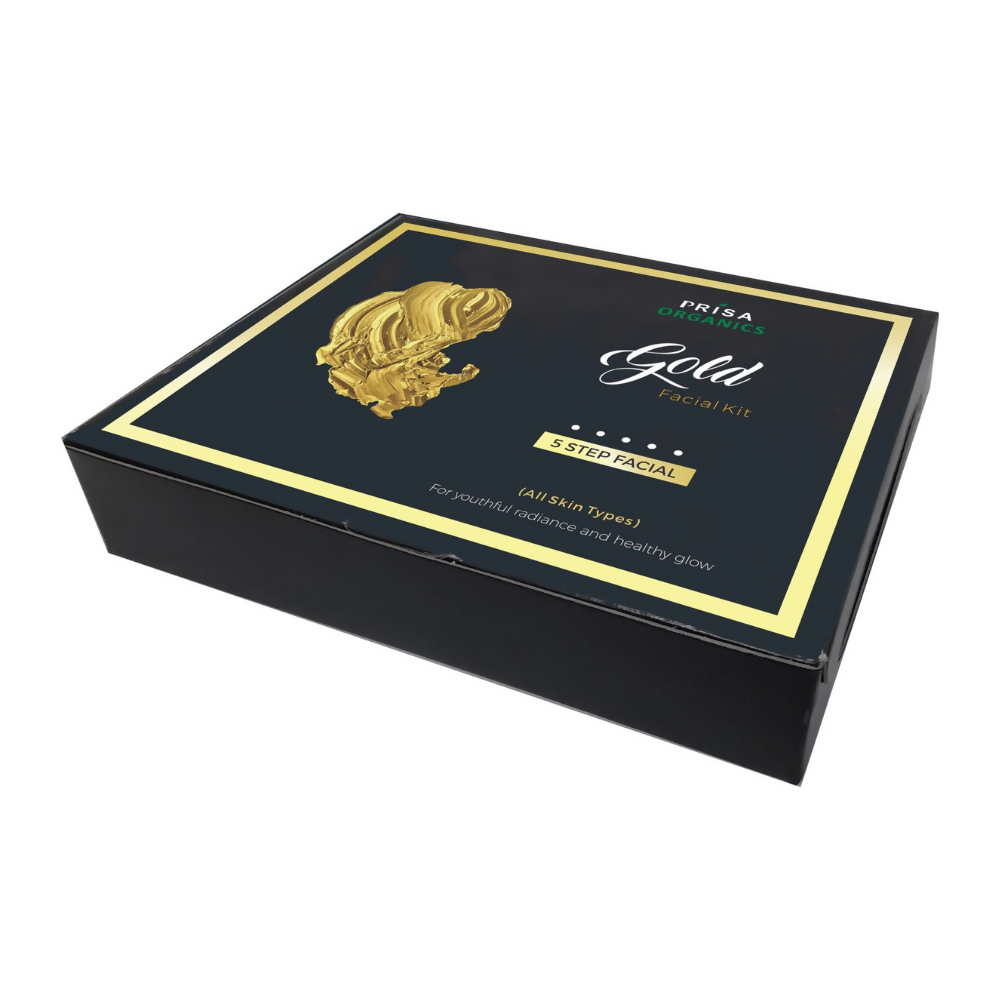 Prisa Organics Gold Facial Kit For Radiant & Glowing Skin - Cleanses & Rejuvenates Skin, Removes Dead Skin, Blackheads