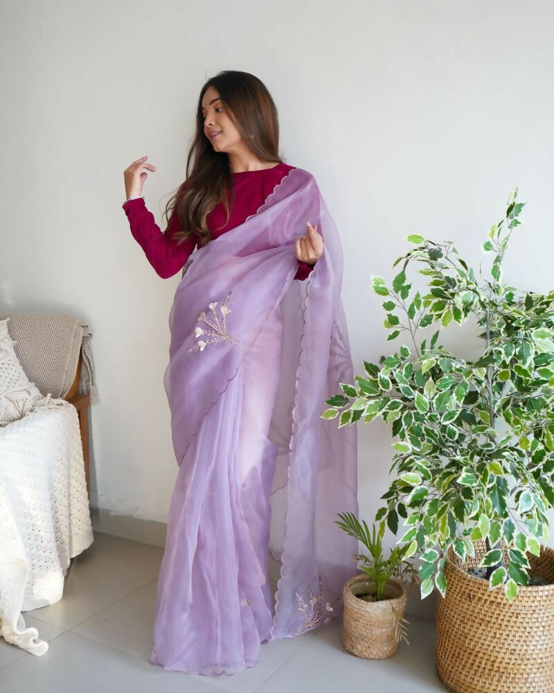 Vamsee Ena Lavender Organza Saree