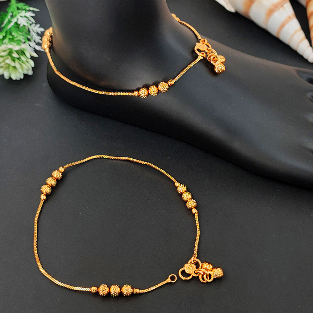 JS Fashion High Gold Designer Beads Anklet for Women & Girls