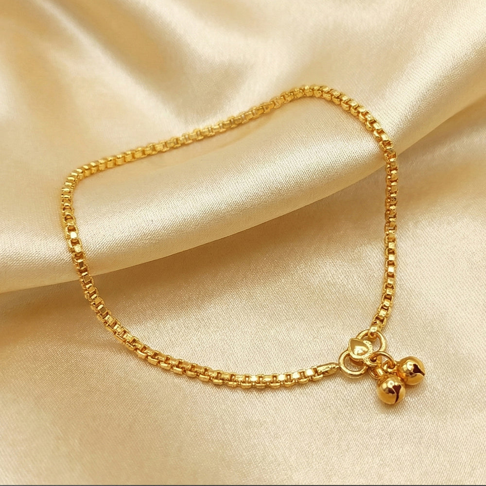 JS Fashion High Gold Heavy Box Chain Traditional Payal for Women & Girls