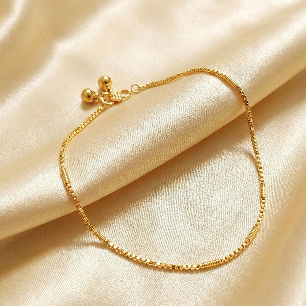 JS Fashion Simple High Gold Anklet with Elegant Detailing for Women & Girls