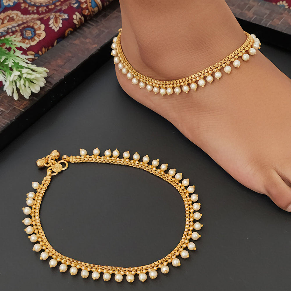 JS Fashion Antique Design High Gold Polish Party Wear Payal for Women & Girls
