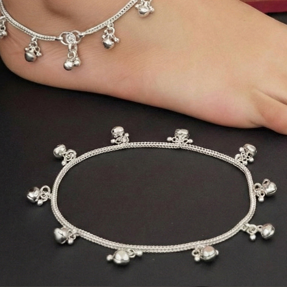 JS Fashion Oxidized Silver Plated Traditional Anklet Ghungroo Payal Set for Women & Girls