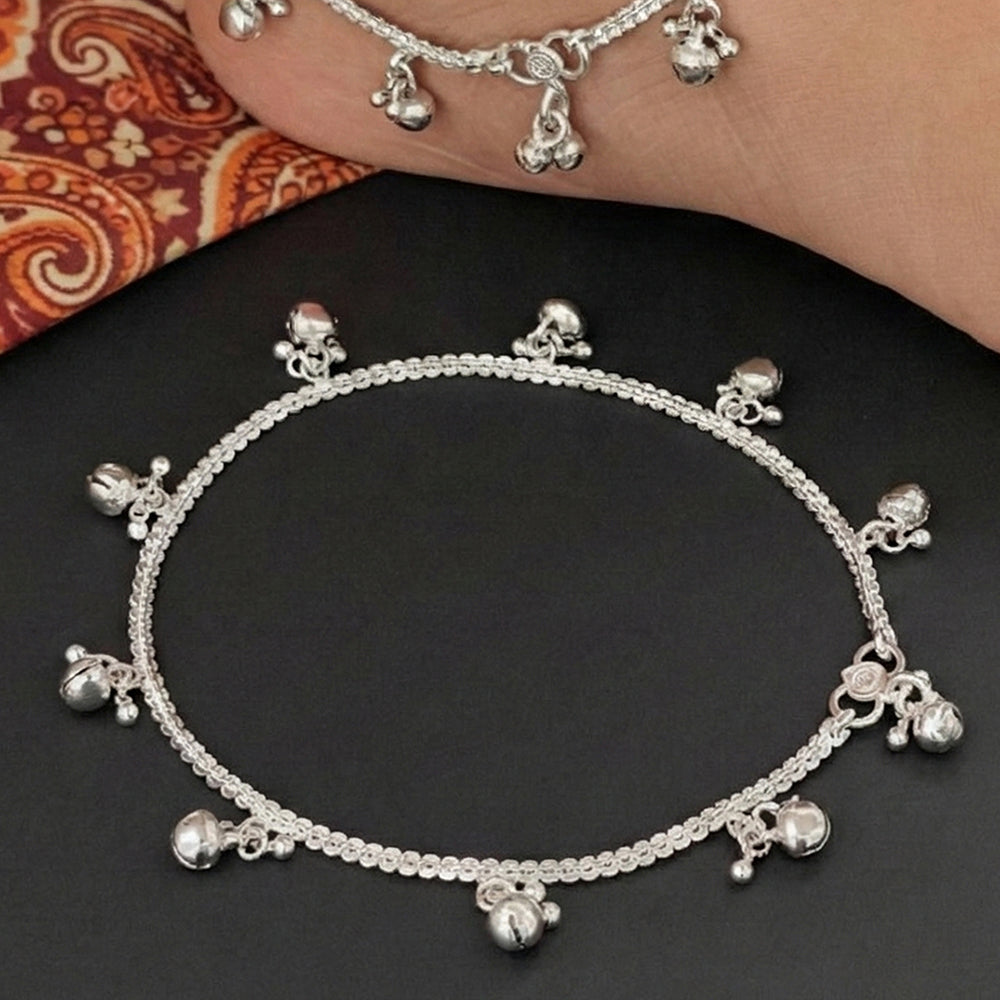 JS Fashion Oxidized Silver Plated Traditional Ghungroo Payal Set for Women & Girls