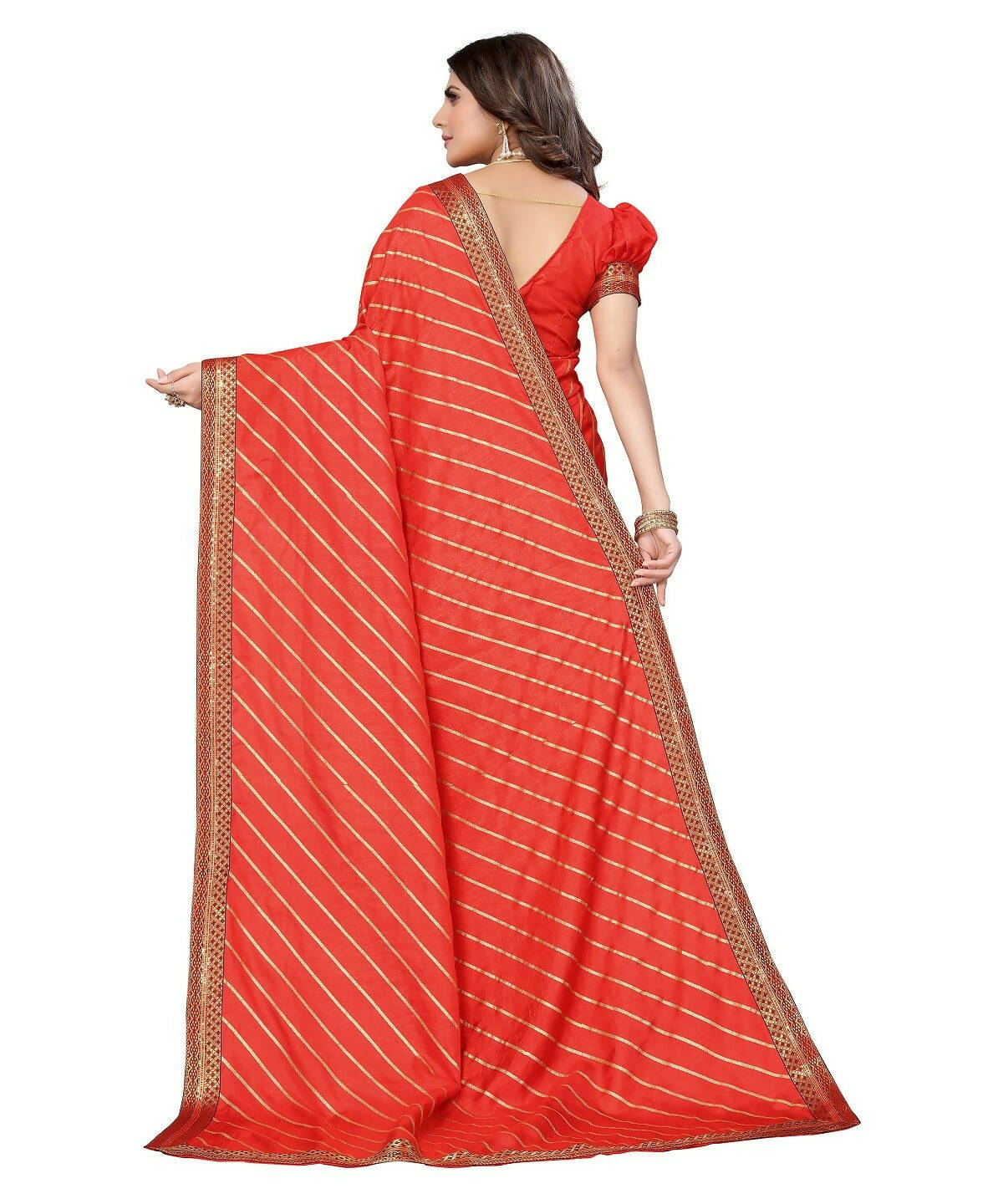 Vamika Dola Silk Red Lace Border Bollywood Style Saree (SUCHI RED)