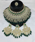Jewel City Royal Pearl and Crystal Choker Set - Gold-Plated Wedding Jewelry with Earrings and Ring