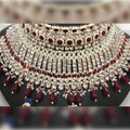 Jewel City Traditional Temple Lakshmi Long Necklace Set with Pearl Drops - Antique Gold South Indian Wedding Jewelry with Matching Earrings