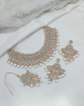Jewel City Elegant Gold-Plated Kundan Pearl Bridal Jewelry Set Traditional Handcrafted Necklace, Earrings and Maang Tikka