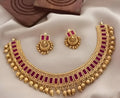 Jewel City Traditional Gold-Plated Kundan Choker Necklace with Red Stones & Beads – Ethnic Indian Jewelry for Weddings & Festivals