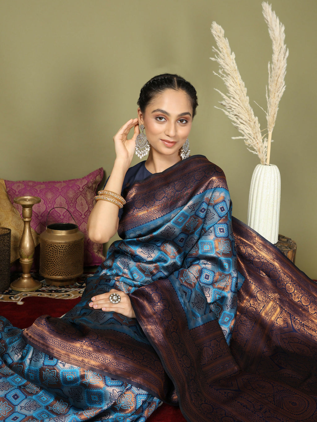 Shree Shyam Fashion Lichi Silk Sky Blue Saree