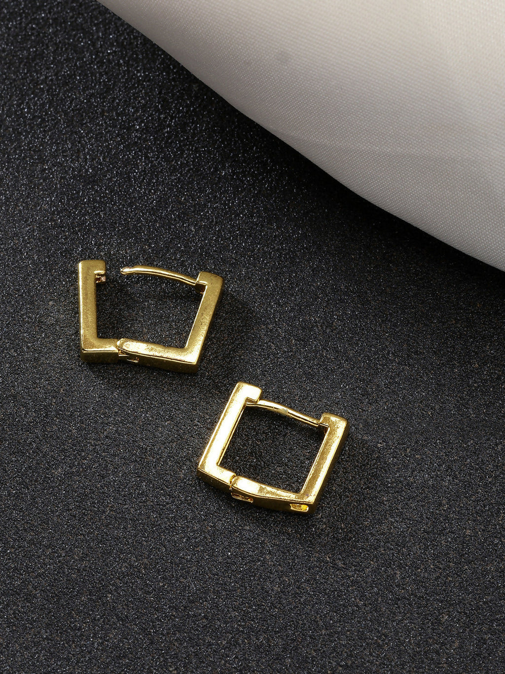 NVR Men's Gold-Polished Geometric Shape Stainless Steel Hoop Earrings