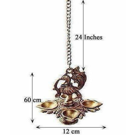 Peacock Hanging Diya With Chain