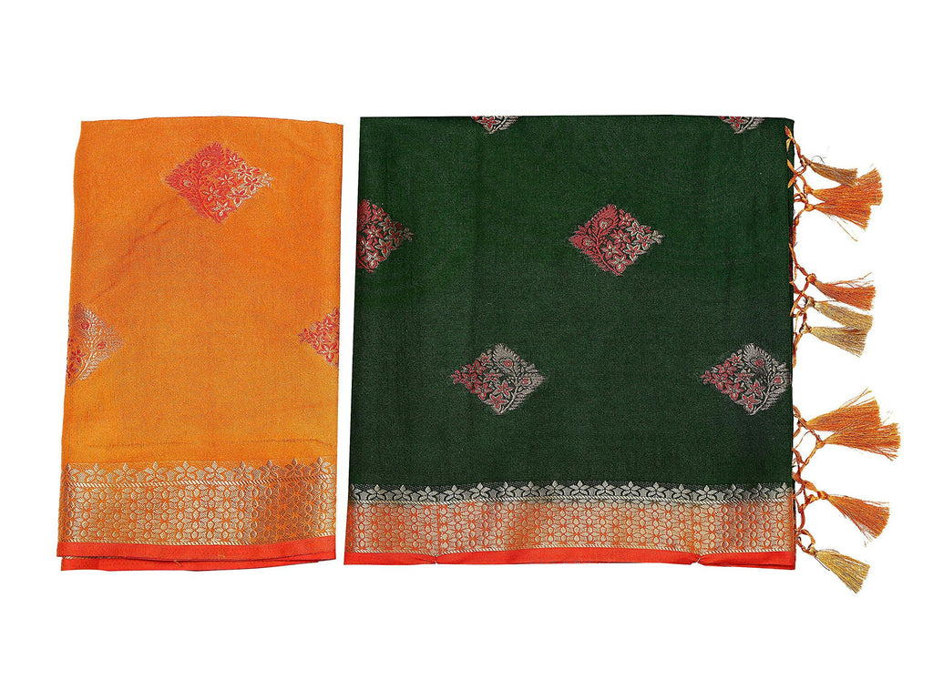 Mimosa Women's Kanchipuram Art Silk Green Saree