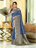 Sangam Prints Navy Blue Assam Silk Woven Work Traditional Saree
