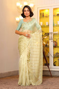 Vamsee Vijaytara Pista Organza Saree