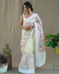 Vamsee Yellow Organza Saree