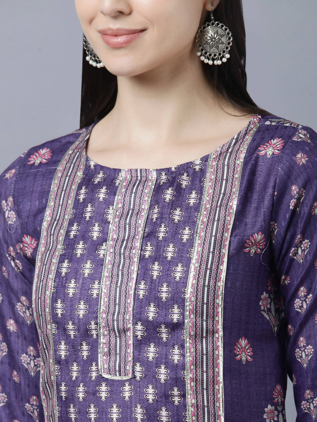 Myshka Women Purple Ethnic Motifs Printed Kurta