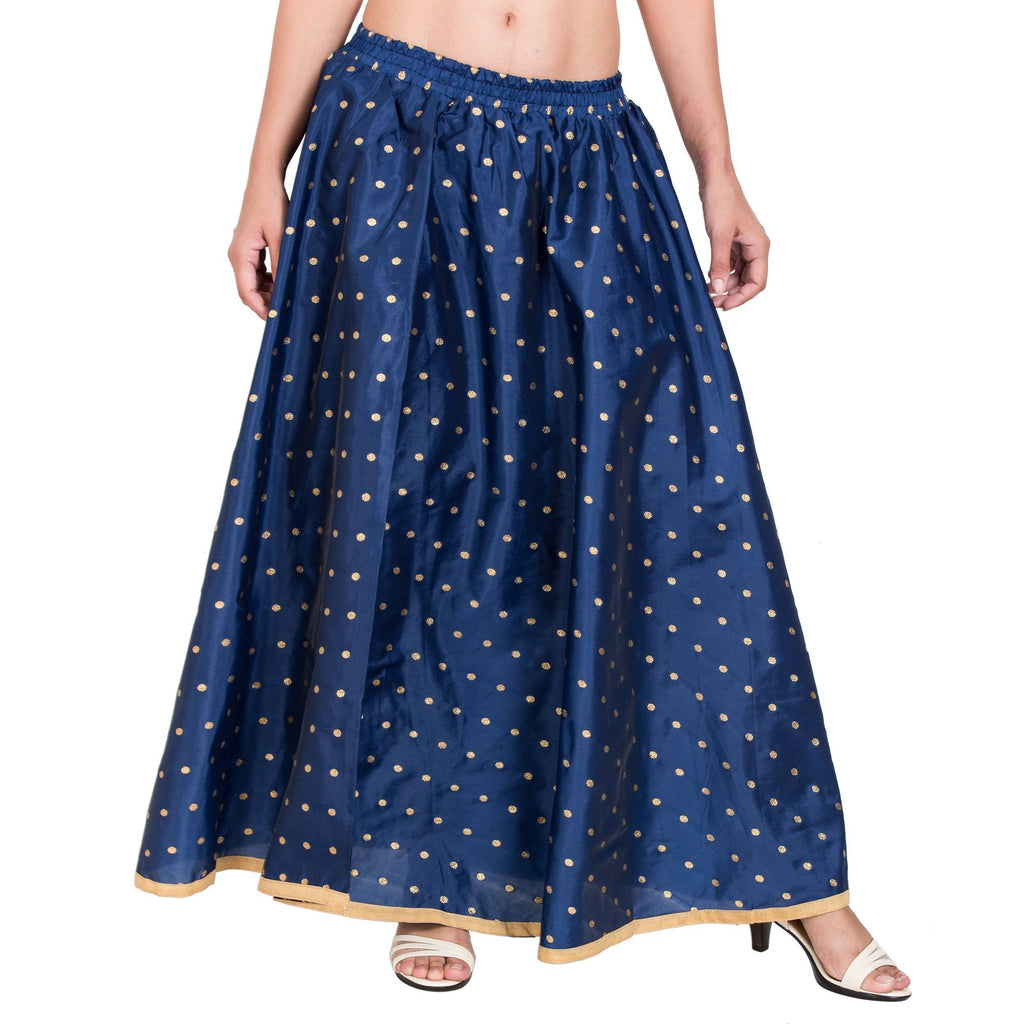 Indian Clothing Asmaani Navy Blue Color Golden Zari Work Maxi Skirt
