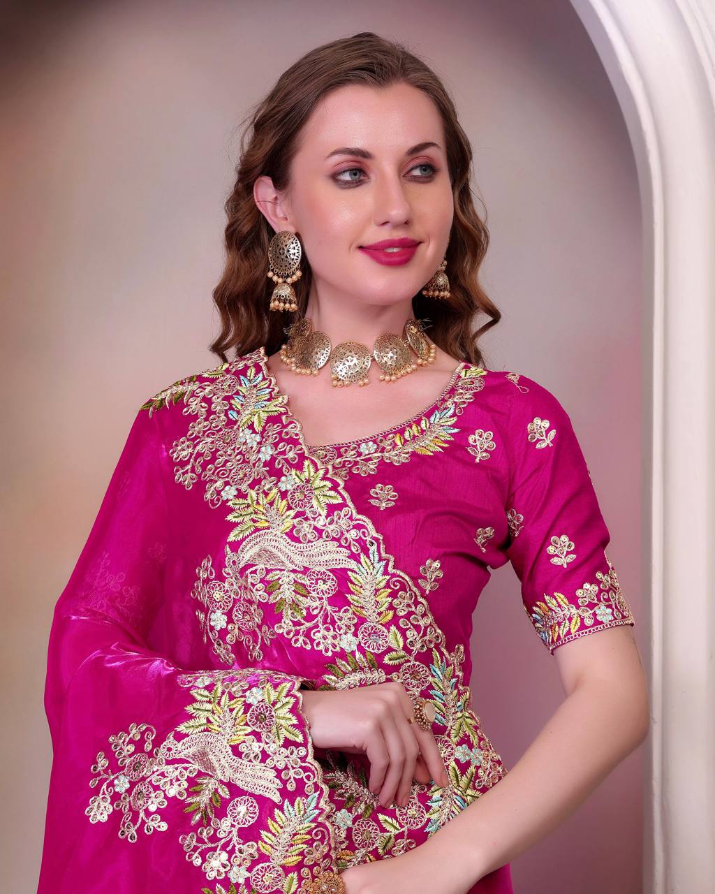 Teeya Creation Rani Color Zimichhu Silk Heavy Work Saree