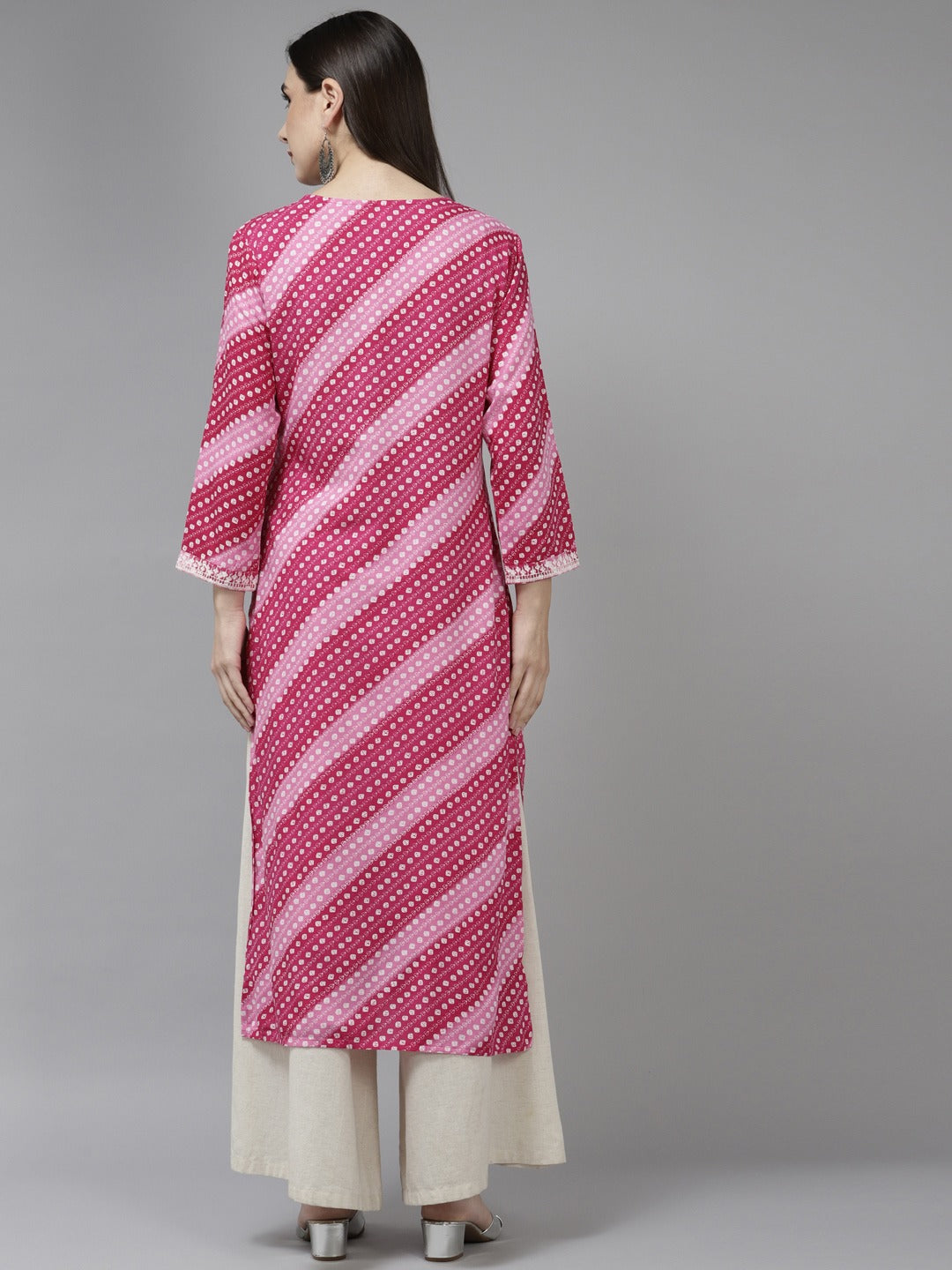 Yufta Pink Embroidered Kurta